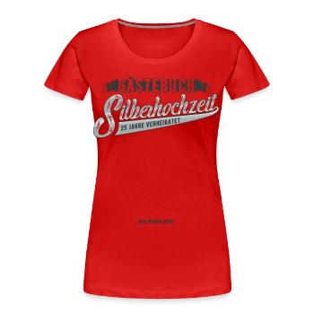Gästebuch Silberhochzeit 25 Jahre Gästeliste - Frauen Premium Bio T-Shirt - Rot - Vorne - Mia (176cm)