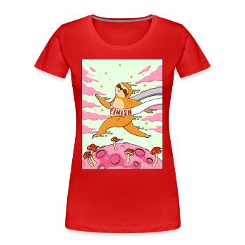 Sloth Lucid Dream - Women's Premium Organic T-Shirt - red - Front - Mia (176cm)