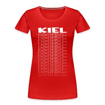 Kiel Germany City Font Skyline Home - Women's Premium Organic T-Shirt - red - Front - Mia (176cm)