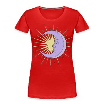 Sonne und Mond - Frauen Premium Bio T-Shirt - Rot - Vorne - Mia (176cm)