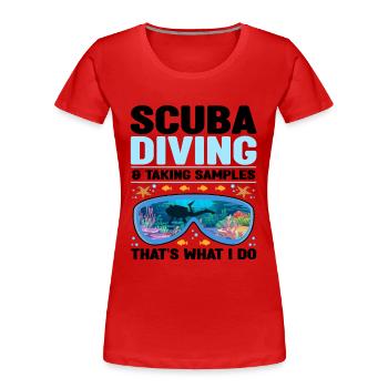 Biologiste marin - T-shirt bio Premium Femme - rouge - Devant - Mia (176cm)