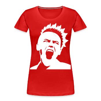 Schreiender Punkrocker mit Mohican Anarchy Punk - Frauen Premium Bio T-Shirt - Rot - Vorne - Mia (176cm)