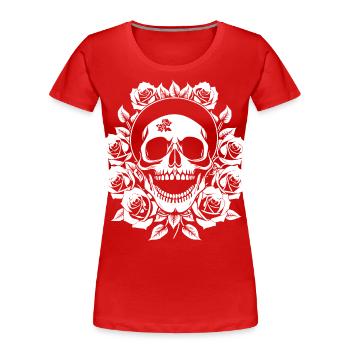 Horreur Crâne Crâne Art Crâne Gothique Heavy Metal - T-shirt bio Premium Femme - rouge - Devant - Mia (176cm)