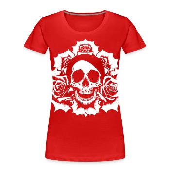 Horreur Crâne Crâne Art Crâne Gothique Heavy Metal - T-shirt bio Premium Femme - rouge - Devant - Mia (176cm)