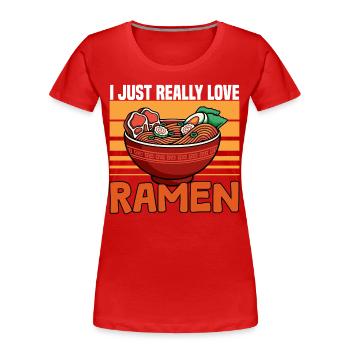 J’adore vraiment les ramen - T-shirt bio Premium Femme - rouge - Devant - Mia (176cm)