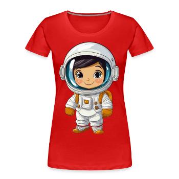 Astronaut - Frauen Premium Bio T-Shirt - Rot - Vorne - Mia (176cm)