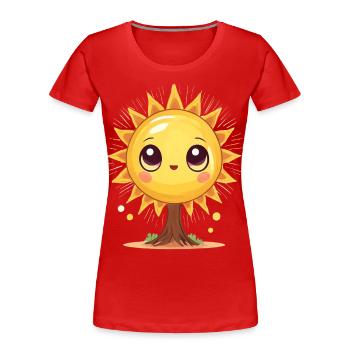 Sonne passend zum Sommer - Frauen Premium Bio T-Shirt - Rot - Vorne - Mia (176cm)