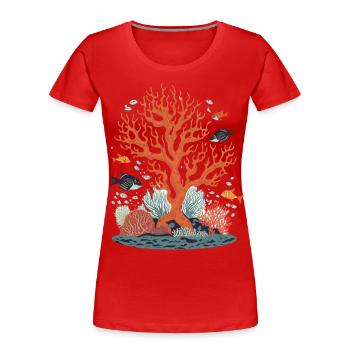 Korallenriff mit Fischen - Frauen Premium Bio T-Shirt - Rot - Vorne - Mia (176cm)