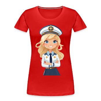 Kapitänin oder Pilotin - Frauen Premium Bio T-Shirt - Rot - Vorne - Mia (176cm)
