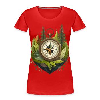 Mit dem Kompass ins Abenteuer - Frauen Premium Bio T-Shirt - Rot - Vorne - Mia (176cm)