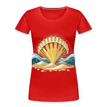 Eine Muschel am Meer - Frauen Premium Bio T-Shirt - Rot - Vorne - Mia (176cm)