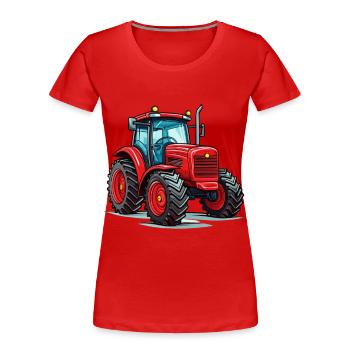 Roter Traktor - Frauen Premium Bio T-Shirt - Rot - Vorne - Mia (176cm)