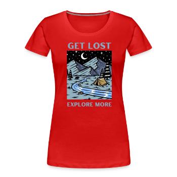 Chemise de camping amusante - T-shirt bio Premium Femme - rouge - Devant - Mia (176cm)