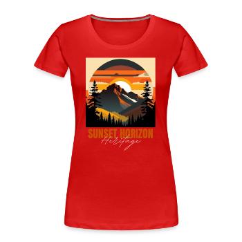 Patrimoine de l’horizon du coucher de soleil - T-shirt bio Premium Femme - rouge - Devant - Mia (176cm)