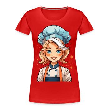 Attraktive Köchin oder Bäckerin - Frauen Premium Bio T-Shirt - Rot - Vorne - Mia (176cm)