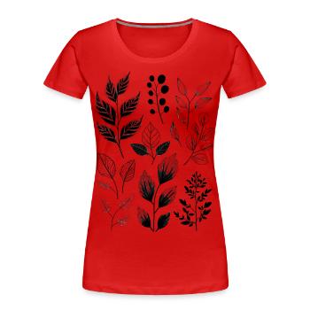 Blätter und Zweige in schwarz weiß - Frauen Premium Bio T-Shirt - Rot - Vorne - Mia (176cm)