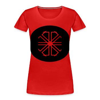 Décor circulaire - T-shirt bio Premium Femme - rouge - Devant - Mia (176cm)