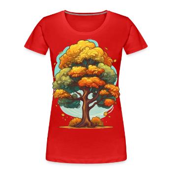 A tree in autumn - Women's Premium Organic T-Shirt - red - Front - Mia (176cm)