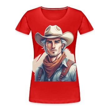 Cow-boy - T-shirt bio Premium Femme - rouge - Devant - Mia (176cm)