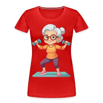 Mamie faisant des exercices de fitness - T-shirt bio Premium Femme - rouge - Devant - Mia (176cm)