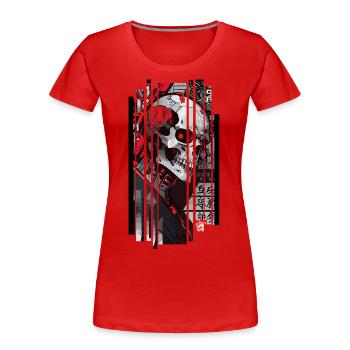 Cyborg Schädel Kanji - Frauen Premium Bio T-Shirt - Rot - Vorne - Mia (176cm)