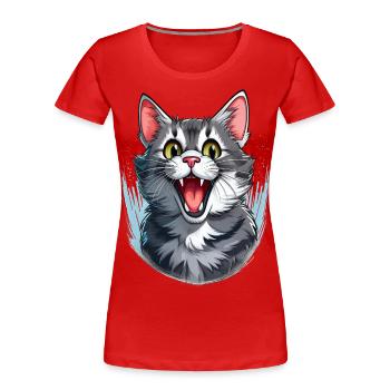 Ein Kater voller Begeisterung - Frauen Premium Bio T-Shirt - Rot - Vorne - Mia (176cm)