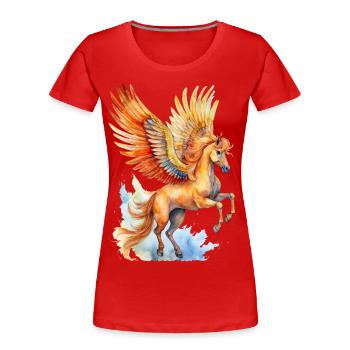 Pegasus - Frauen Premium Bio T-Shirt - Rot - Vorne - Mia (176cm)