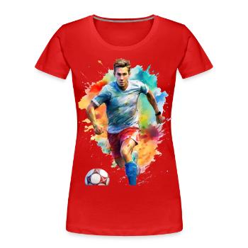 Fußballspieler - Frauen Premium Bio T-Shirt - Rot - Vorne - Mia (176cm)
