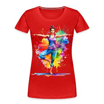 Un exercice de yoga pour l’équilibre - T-shirt bio Premium Femme - rouge - Devant - Mia (176cm)