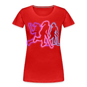 Hockeyspieler Silhouetten Mädchen Feldhockey - Frauen Premium Bio T-Shirt - Rot - Vorne - Mia (176cm)