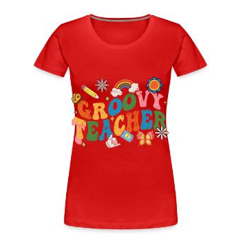 Groovy Lehrer 60er Jahre - Frauen Premium Bio T-Shirt - Rot - Vorne - Mia (176cm)