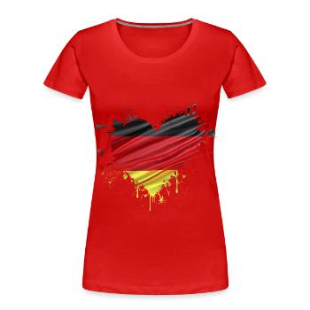 Drapeau de l’Allemagne drapeau coeur noir rouge or - T-shirt bio Premium Femme - rouge - Devant - Mia (176cm)
