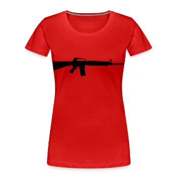 Pistole Gewehr Waffe Militär m16 - Frauen Premium Bio T-Shirt - Rot - Vorne - Mia (176cm)