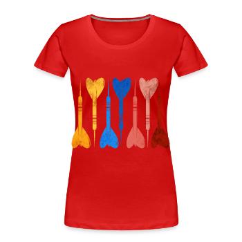 Dartpfeil Retro Dart Spieler - Frauen Premium Bio T-Shirt - Rot - Vorne - Mia (176cm)