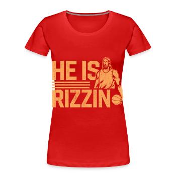 He rizzin baskeball Oster Jesus - Frauen Premium Bio T-Shirt - Rot - Vorne - Mia (176cm)