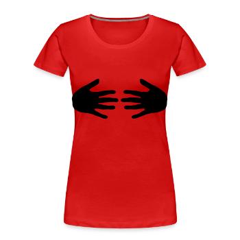 hands boobs - Women's Premium Organic T-Shirt - red - Front - Mia (176cm)