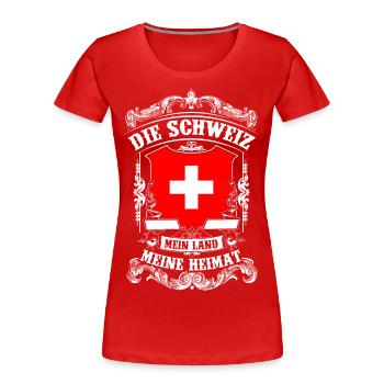 Die Schweiz - Mein Land - Meine Heimat - Frauen Premium Bio T-Shirt - Rot - Vorne - Mia (176cm)