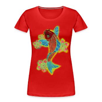 Carpe Japonaise - T-shirt bio Premium Femme - rouge - Devant - Mia (176cm)