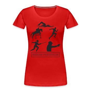 Pentathlon moderne - Escrime Natation Équitation - T-shirt bio Premium Femme - rouge - Devant - Mia (176cm)