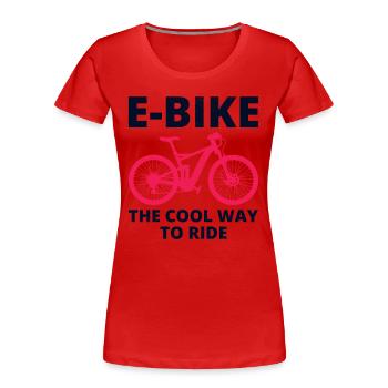 E-Bike Electric-Bike E-Cyclist Bicycling Rider - Women's Premium Organic T-Shirt - red - Front - Mia (176cm)