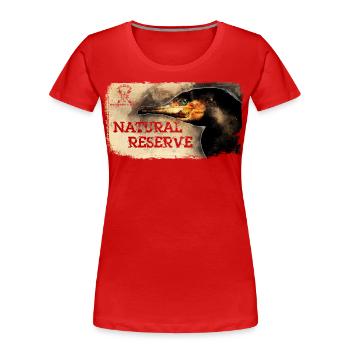 Series "NATURE RESERVE" - Cormorant - Women's Premium Organic T-Shirt - red - Front - Mia (176cm)