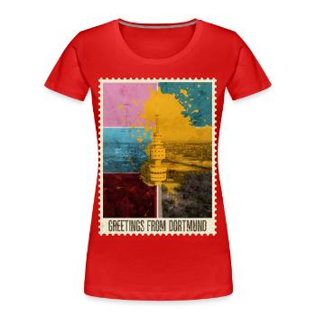 Dortmund Allemagne Timbre d’horizon de la ville - T-shirt bio Premium Femme - rouge - Devant - Mia (176cm)