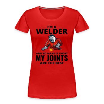 Schweißschweißer Metallbau Eisenarbeiter - Frauen Premium Bio T-Shirt - Rot - Vorne - Mia (176cm)