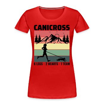 Canicross Trail Running Dog Sport Outdoor Hobby - Women's Premium Organic T-Shirt - red - Front - Mia (176cm)