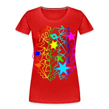 bunte Sterne Pfeile Regenbogen Ornamente - Frauen Premium Bio T-Shirt - Rot - Vorne - Mia (176cm)