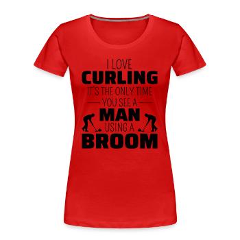 Curling Kehrfächer Winter Eissport Curler Lustig - Frauen Premium Bio T-Shirt - Rot - Vorne - Mia (176cm)