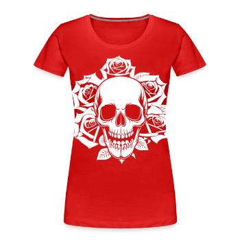 Horror Schädel Schädel Kunst Schädel Gothic Heavy Metal - Frauen Premium Bio T-Shirt - Rot - Vorne - Mia (176cm)