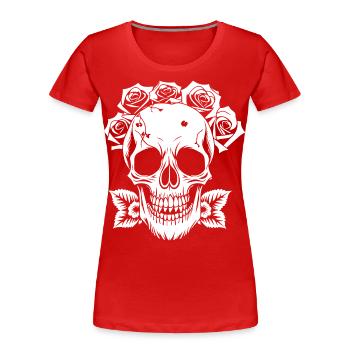 Horreur Crâne Crâne Art Crâne Gothique Heavy Metal - T-shirt bio Premium Femme - rouge - Devant - Mia (176cm)