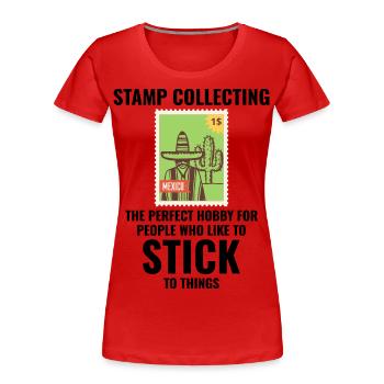 Stamp Collecting Collector Philatelist - Women's Premium Organic T-Shirt - red - Front - Mia (176cm)