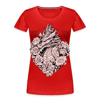 Drache im Schild - Frauen Premium Bio T-Shirt - Rot - Vorne - Mia (176cm)